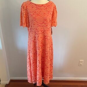 Jessica Howard NWT size 16 PETITE peach/pink lace dress